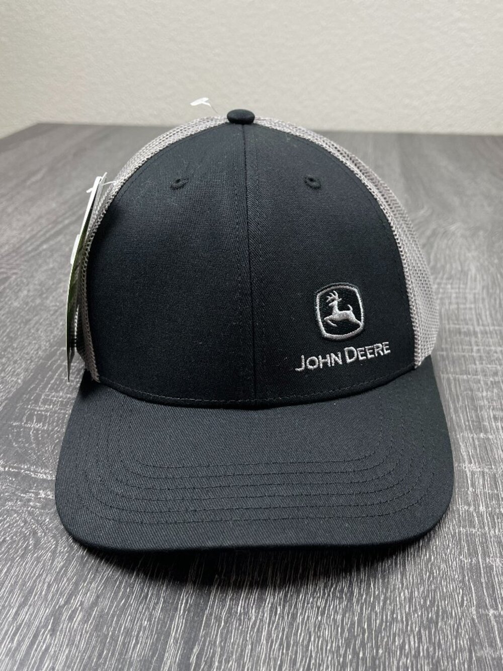John Deere Mesh Snapback Trucker Hat Cap Black & Gray NWT